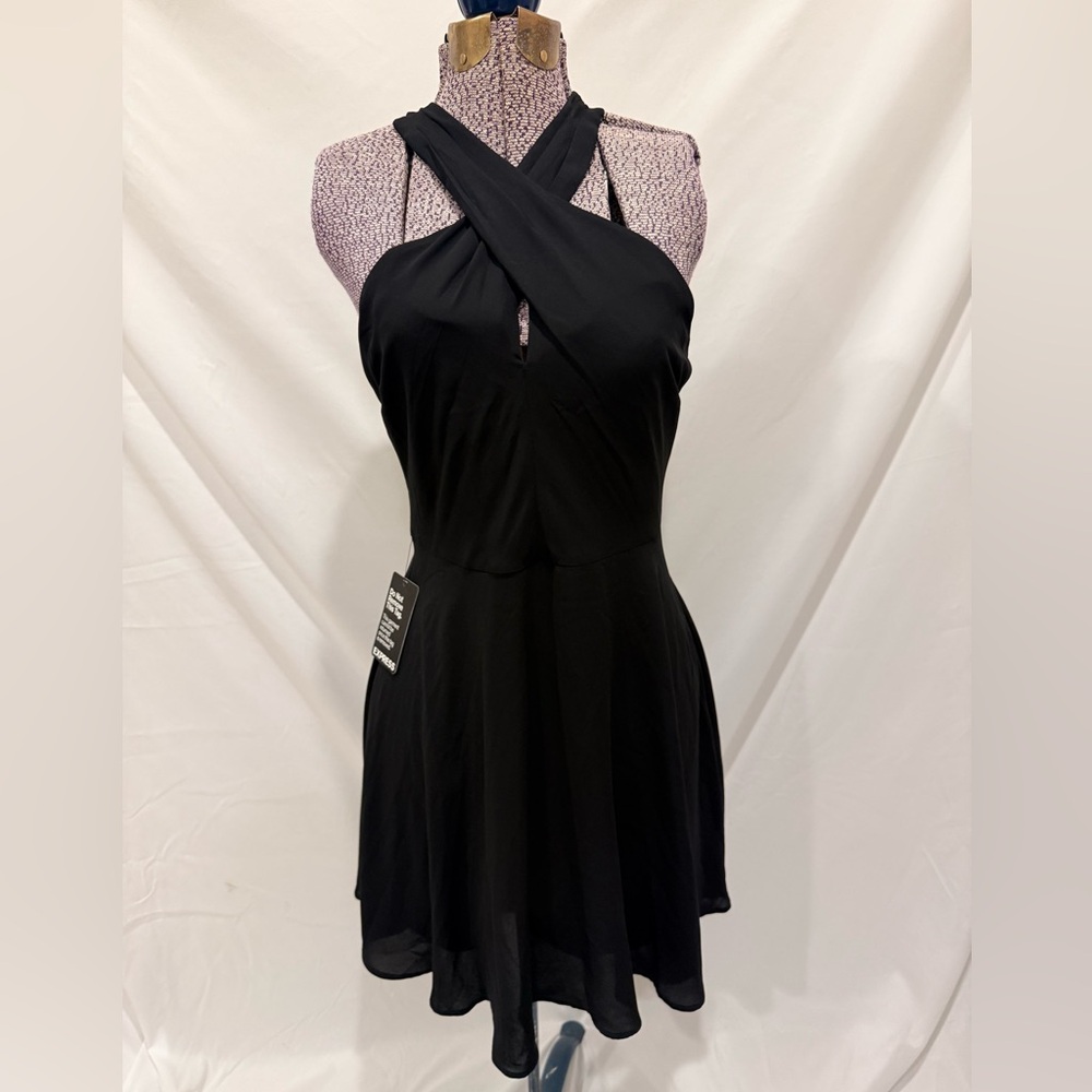 Express Cross-Front Fit & Flare Little Black Dress – Size 6 (NWT!)